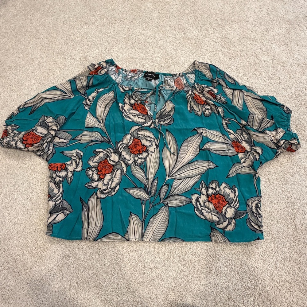 Fifteen Twenty Top Women Small Tropical Bright Floral‎ Vacation Blouse